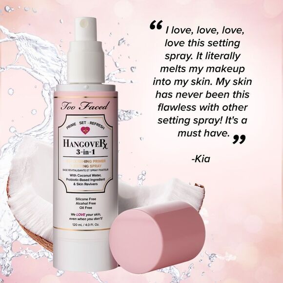 Too Faced Hangover RX Replenishing Hydrating Makeup Setting Spray - Picture 4 of 11